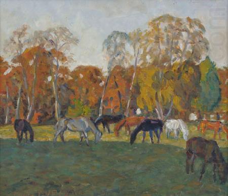 A landscape with horses,, unknow artist